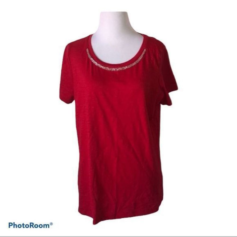 5/$30🎈 St Johns bay women’s large red beaded tee